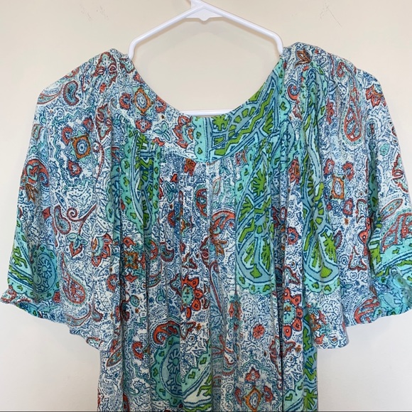 Go softly patio women’s teal patterned mumu sz S. - Picture 4 of 11
